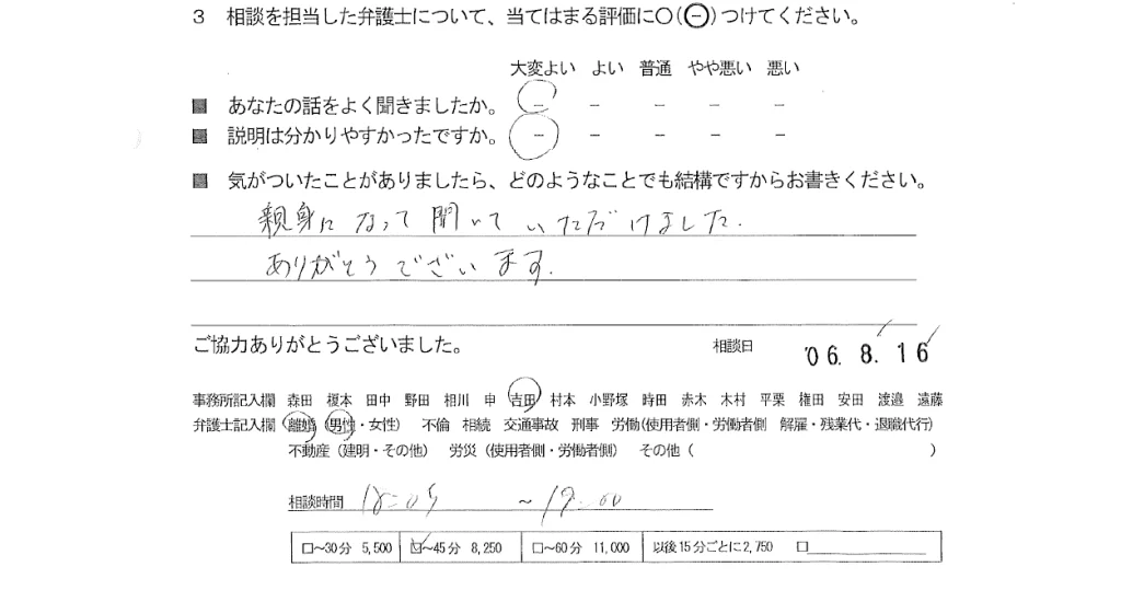 お客様の声（ご相談者の声）評判・口コミ