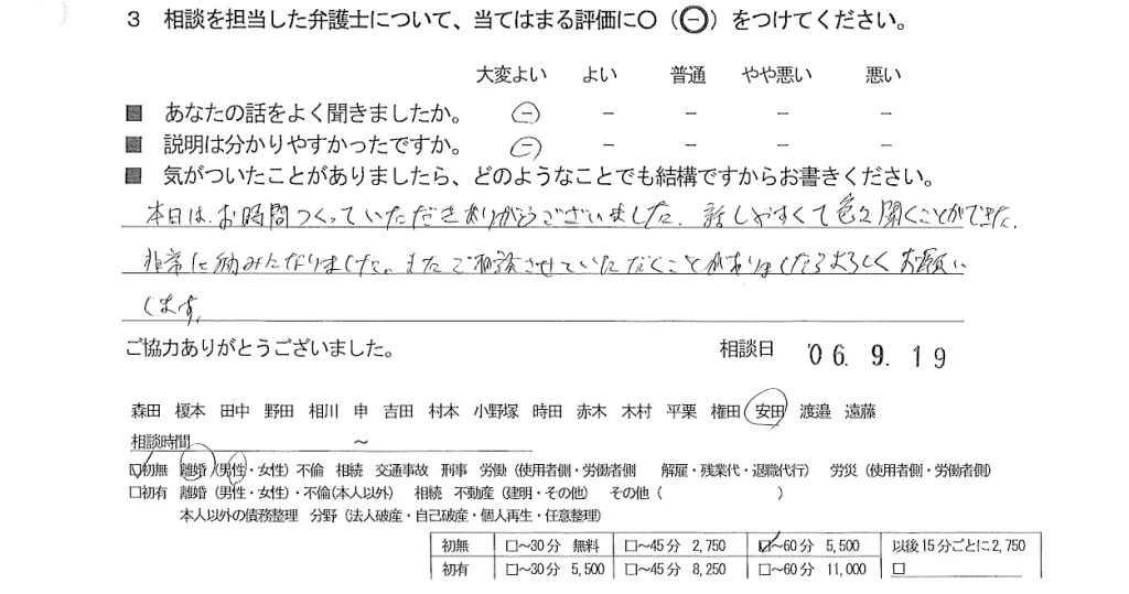 お客様の声（ご相談者の声）評判・口コミ